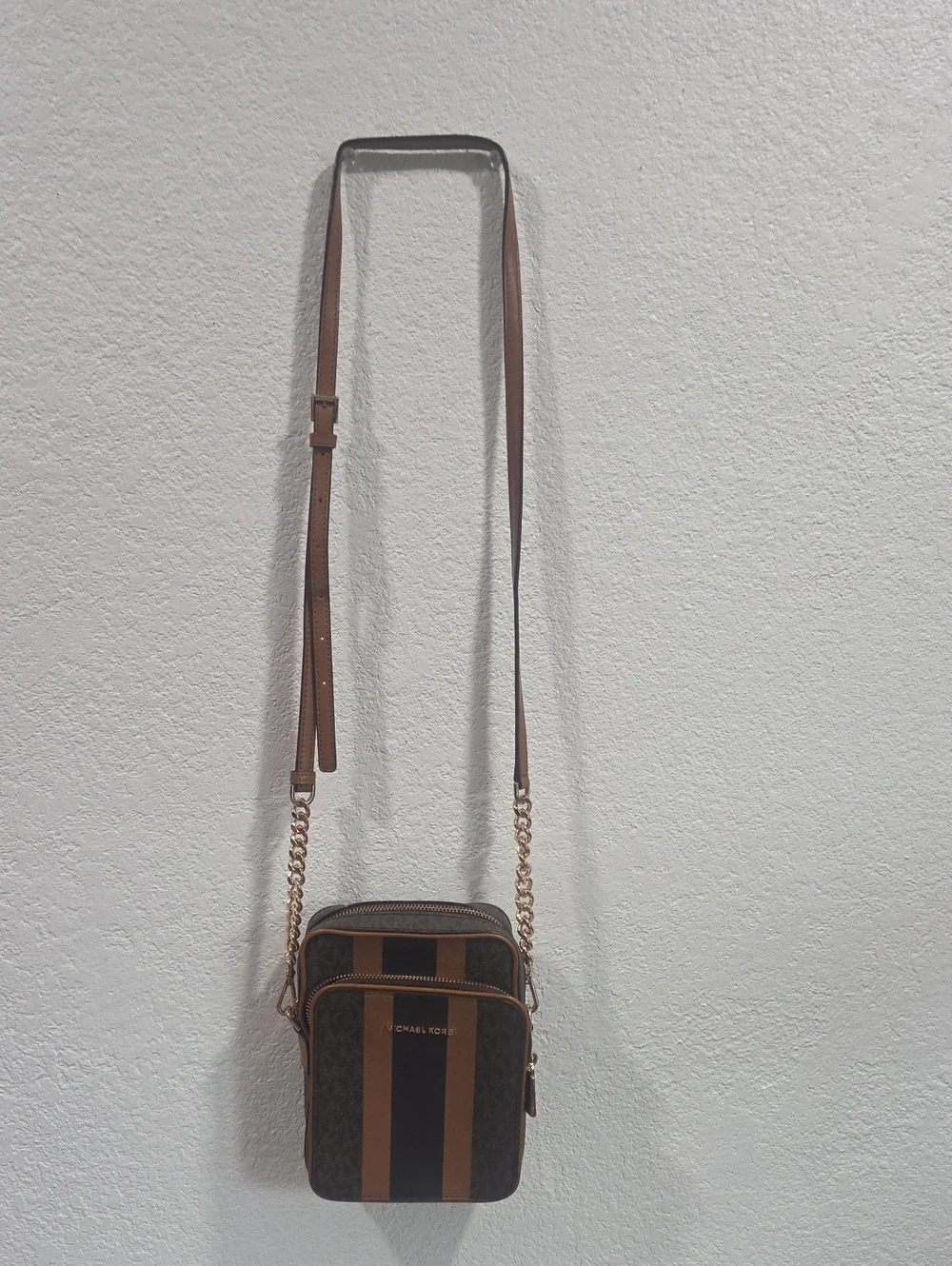 Michael Kors Men’s Brown Stripe Crossbody Bag